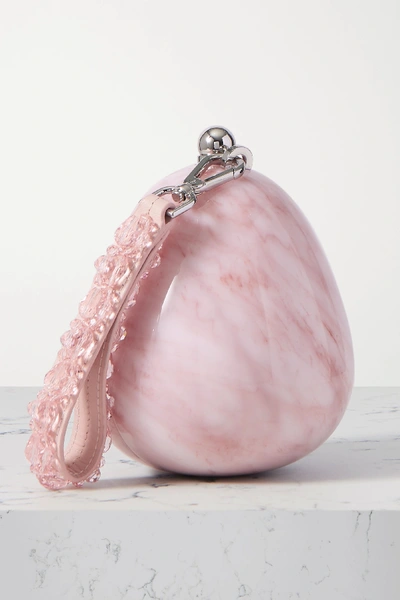 Shop Simone Rocha Bead-embellished Marbled Acrylic Tote In Pink