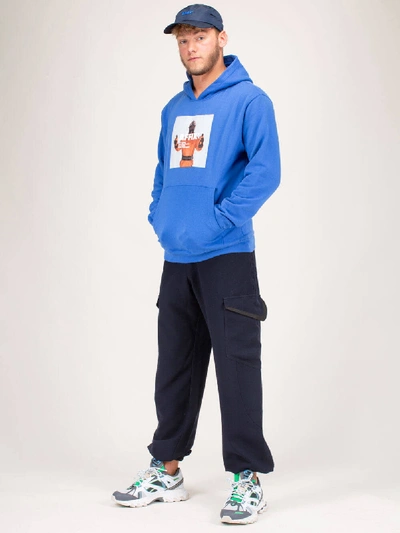 Shop Affix Radio Hoodie Cotton Jersey Cobalt In Blue