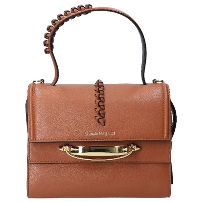 Shop Alexander Mcqueen Handbag The Stroy Calfskin In Brown