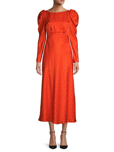 orange jacquard dress