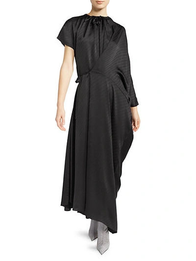 Shop Balenciaga Side Pull Logo Dress In Noir