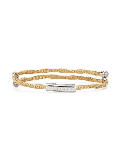 Shop Alor 18k Yellow Gold, Stainless Steel & Diamond Bangle Bracelet