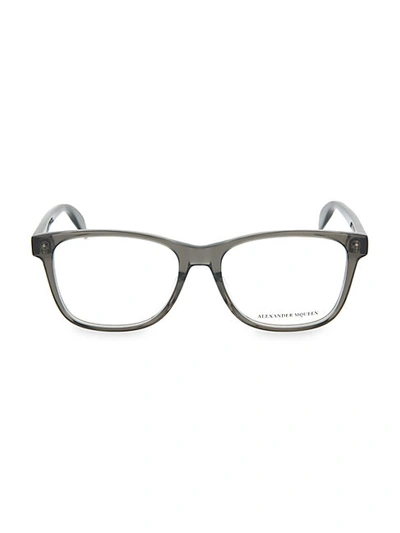 Shop Alexander Mcqueen Core Blue Light 55mm Square Optical Glasses In Dark Grey