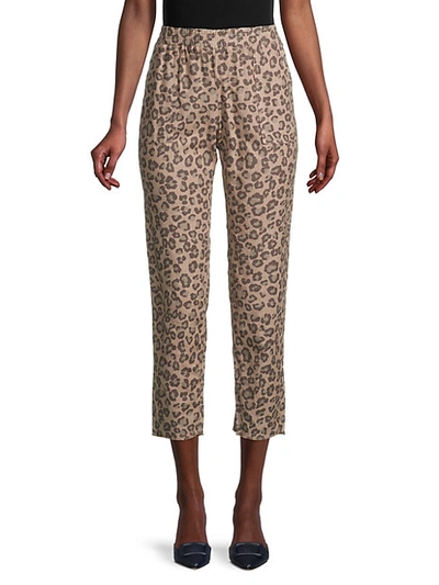 Shop Monrow Women's Leopard-print Cropped Pants In Dust