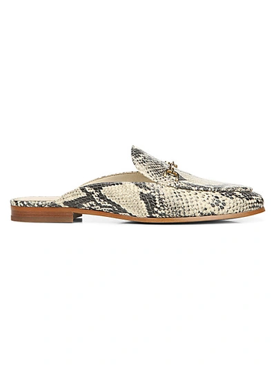 Shop Sam Edelman Linnie Snake-print Leather Mules In Nude