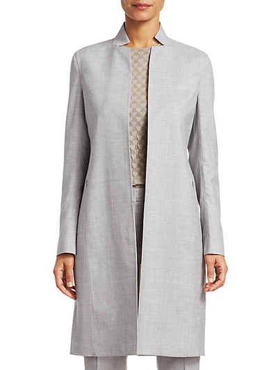 Shop Akris Punto Reversible Wool & Silk Long Jacket In Silver