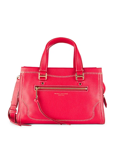 Shop Marc Jacobs Cruiser Pebbled Leather Satchel In Fire Red