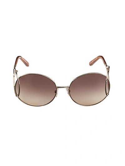Shop Chloé 60mm Round Sunglasses In Silver Brown
