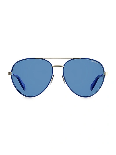 Shop Polaroid Women's 59mm Aviator Sunglasses In Blue