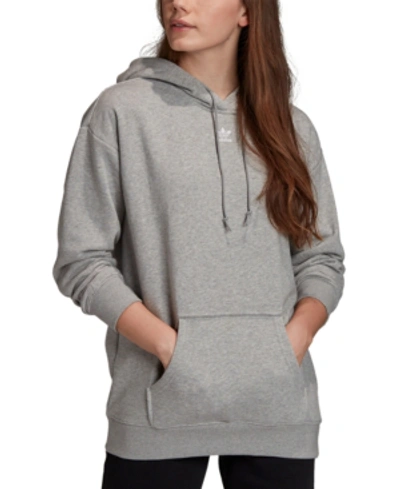 Shop Adidas Originals Women's Logo French Terry Hoodie In Med Gray