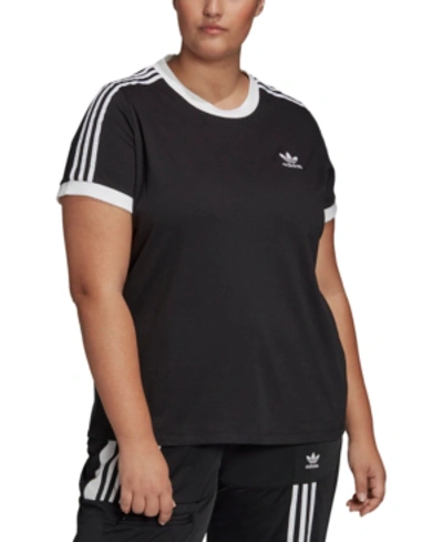 Shop Adidas Originals Plus Size Women's 3 Stripe Tee In Black