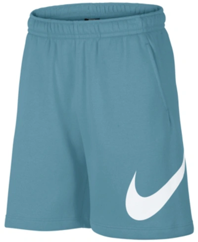 Shop Nike Sportswear Club Fleece Logo Shorts In Cerulean Blue