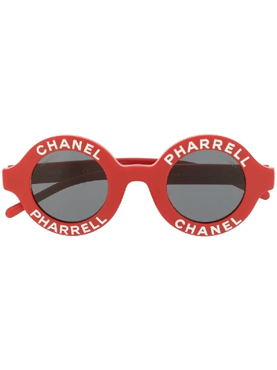 Pre-owned Chanel X Pharrell Williams 2019 Logo Round Sunglasses In Red