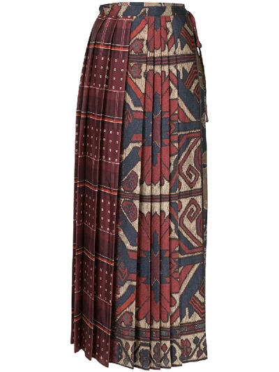 Shop Pierre-louis Mascia Geometric-print Pleated Skirt In Multicolour
