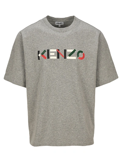 Shop Kenzo Logo T-shirt In Grey