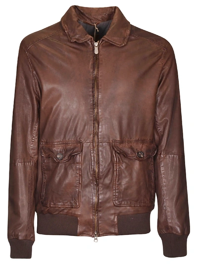 Shop Eleventy Ribbed Zip Bomber In Camel