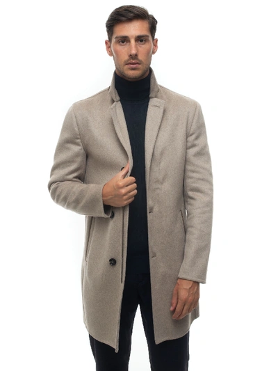 Shop Kiton Coat With 3 Buttons In Beige