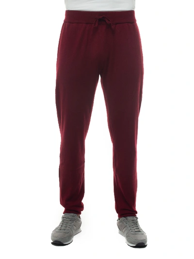Shop Kiton Sweat Trousers With Drawstring In Bordeau