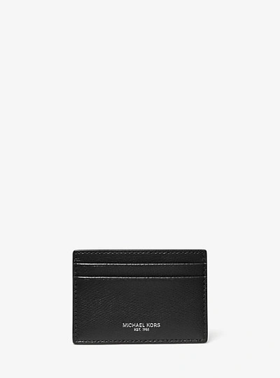 Shop Michael Kors Andy Leather Card Case In Black