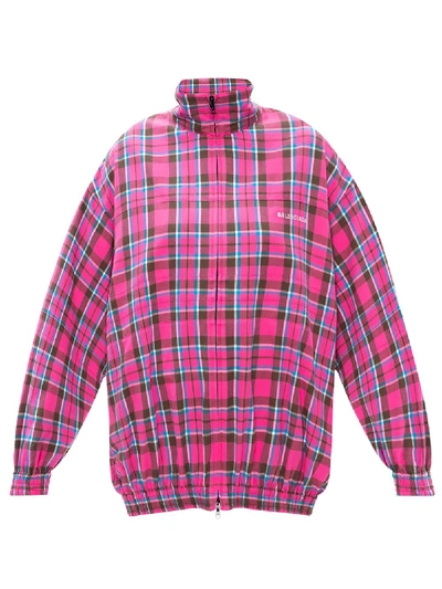 Shop Balenciaga Pink Plaid Jacket