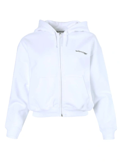 Shop Balenciaga Cropped Zip Up Hoodie