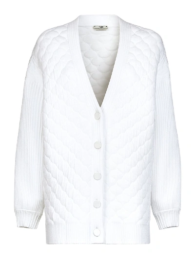 Shop Fendi White Quilted Cardigan