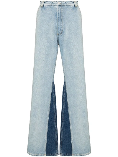 Shop Natasha Zinko Contrast-insert Wide-leg Jeans In Blue