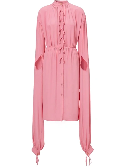 Shop Burberry Loop-back Sleeved Dress In Pink