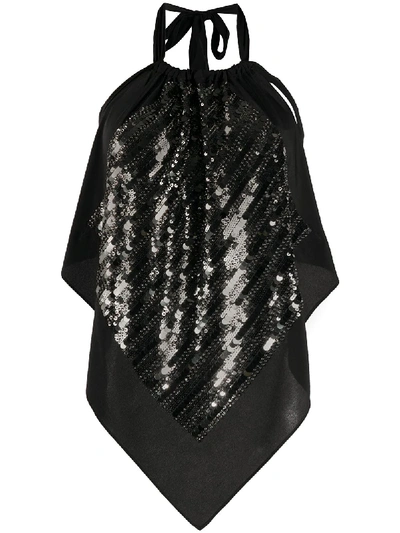 Shop Dorothee Schumacher Fantastic Shimmer Sequinned Silk Top In Black