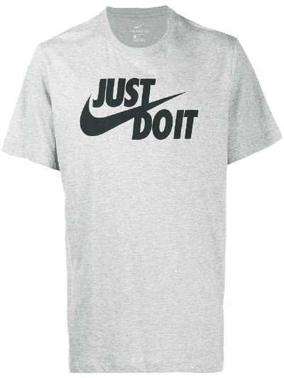 Shop Nike Crew Neck 'just Do It' Slogan T-shirt In Grey
