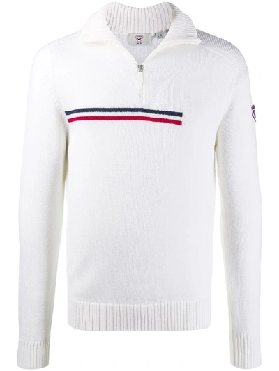 Shop Rossignol Contrasting Stripe Half-zip Jumper In White