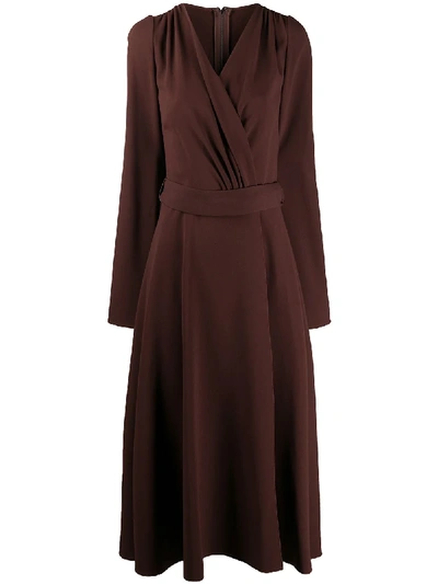 Shop Dolce & Gabbana Belted Longuette Dress In Brown