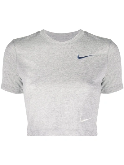 Shop Nike Cropped Logo T-shirt In Grey