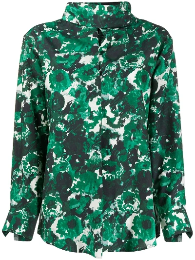 Shop Kenzo 'aquarelle' Necklace Top In Green