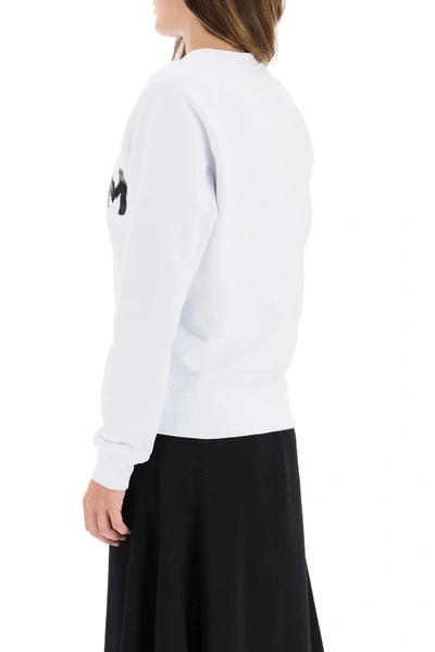 Shop Msgm Sweatshirt Logo Brush Print In White,black