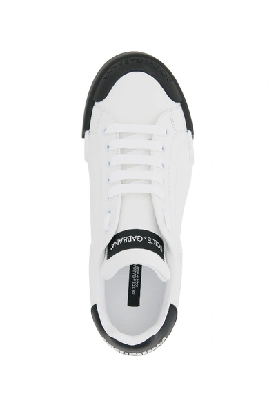 Shop Dolce & Gabbana Leather Sneakers In White,black