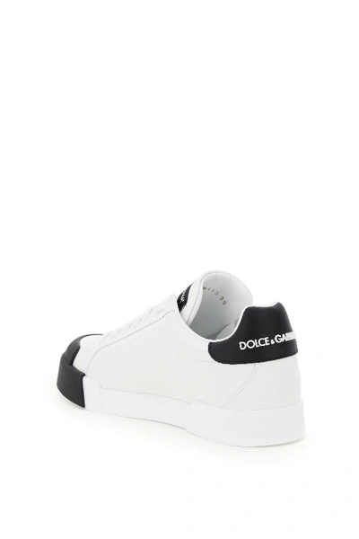 Shop Dolce & Gabbana Leather Sneakers In White,black