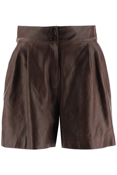 Shop Dolce & Gabbana Leather Short Pants In Brown