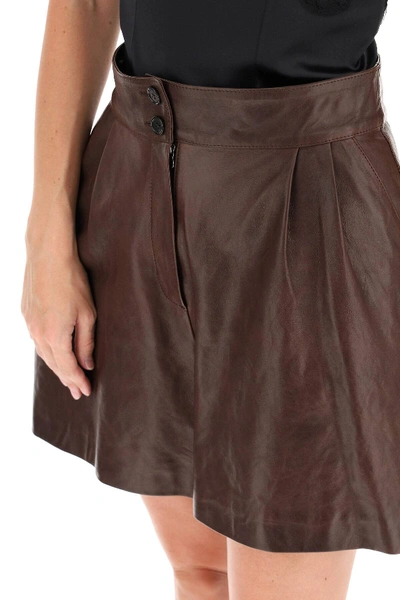 Shop Dolce & Gabbana Leather Short Pants In Brown