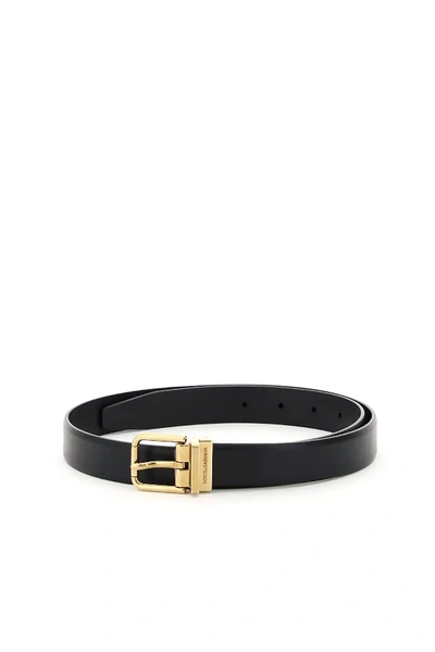 Shop Dolce & Gabbana Leather Belt In Black,gold