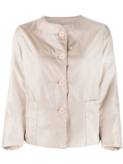 Shop Aspesi Collarless Jacket In Neutrals