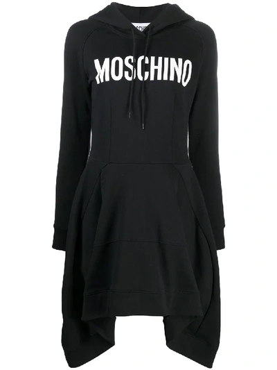 Shop Moschino Logo-print Hoodie Dress In Black