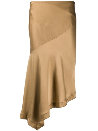 Shop Helmut Lang Asymmetric Midi Skirt In Neutrals