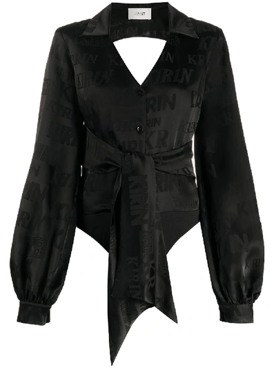 Shop Kirin Logo-print Cut-out Bodysuit In Black