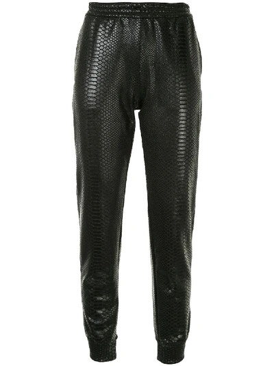 Shop Ermanno Scervino Snakeskin-effect Track Pants In Black