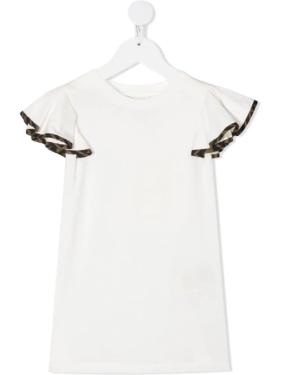 Shop Fendi Ruffle Sleeves T-shirt In White