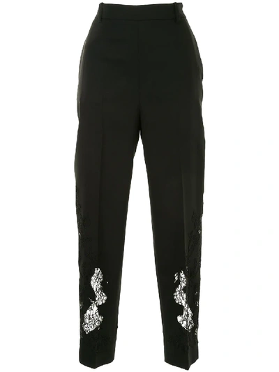 Shop Ermanno Scervino Lace Embroidery Tapered Trousers In Black