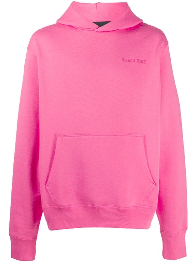 Shop Adidas Originals By Pharrell Williams Embroidered Logo Hoodie In Pink