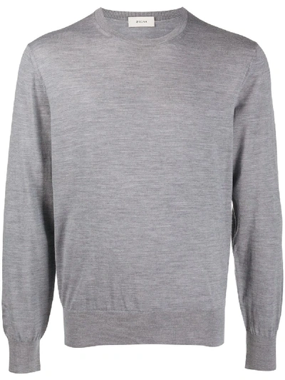 Shop Z Zegna Crew Neck Wool Sweatshirt In Grey