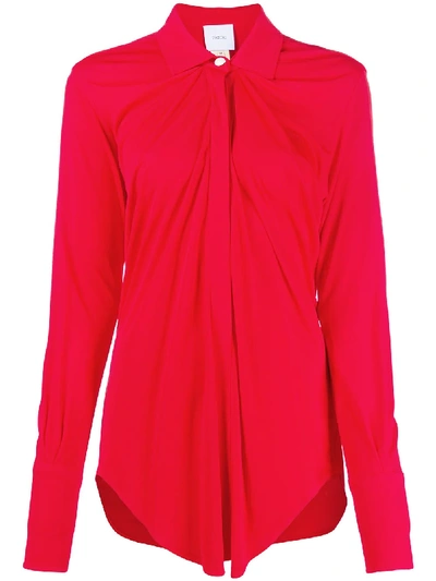 Shop Patou Gathered-detail Shirt In Red